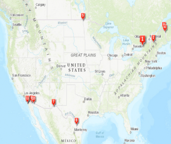 map of US border station construction projects