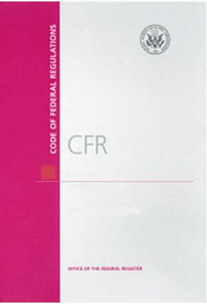 photo of cover of Code of Federal Regulations document