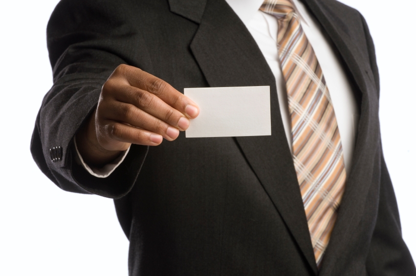 sales exec with business card